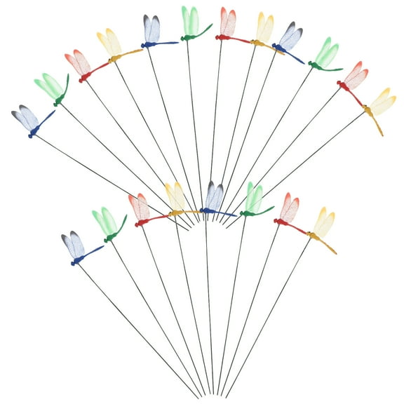 Topbathy 20Pcs Simulation Dragonfly Outdoor Decor Garden Stakes with Realistic Fluttering in Assorted Colors
