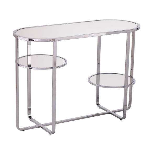 Southern Enterprises Maxina Mirrored Metal Console Table in Chrome