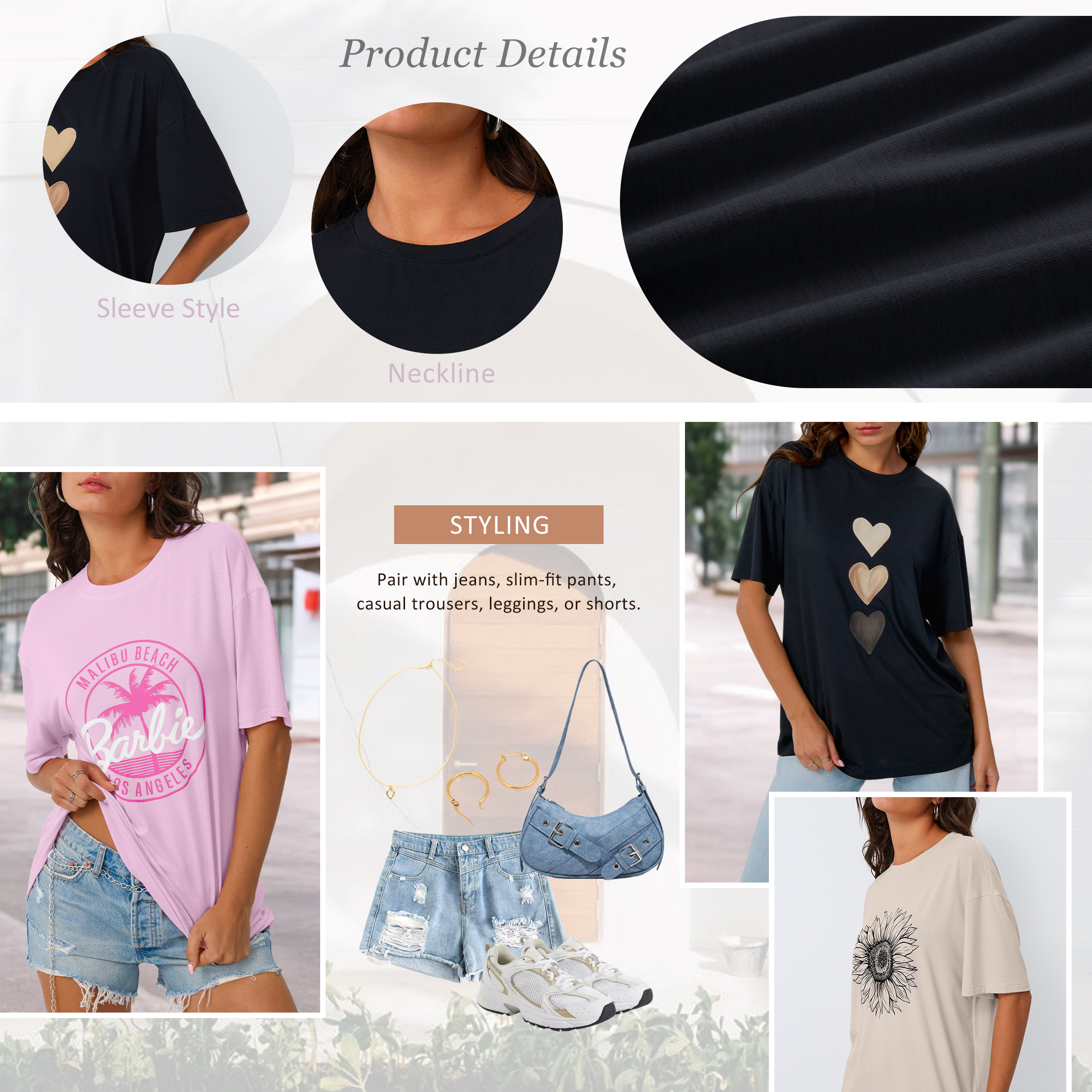 SUNBS Women's Oversized Graphic Tees photo 2