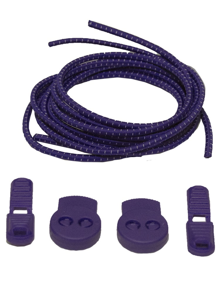 Stretch Elastic Shoelaces with Tension Locks 39 Inches Purple (1 Pair = 2 Laces)