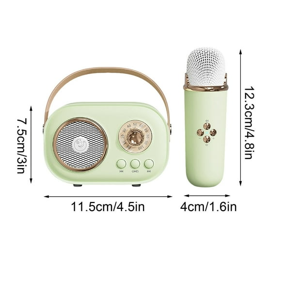 Haut-parleurs Bluetooth Sans Fil Mini Machine de Karaoké pour Enfants et Adultes, Mignon Karaoké avec Ensemble de Microphone, Haut-Parleur Bluetooth Portable avec Microphone, Style Rétro Portatif