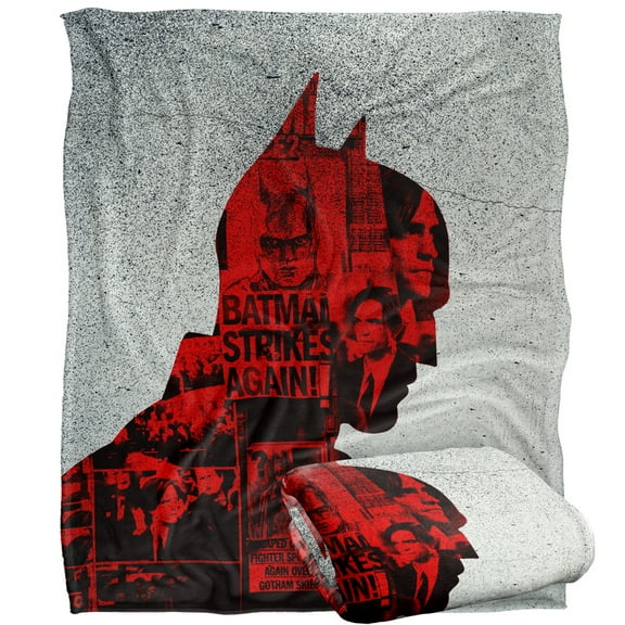 The Batman (2022) Blanket, News Clippings Collage Silhouette Silky Touch Super Soft Throw Blanket 50' x 60'