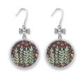 thumbnail image 1 of Boucles d'Oreilles Nœud Peinture Fleur Vert Marron Crochet Percé, 1 of 3
