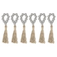 thumbnail image 1 of Uxcell 6Pcs Anillos de Servilleta de Perlas de Madera, Hebillos de Perlas de Madera de Estilo Campestre con Borlas de Cuerda de Yute (Gris), 1 of 6