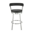 thumbnail image 5 of Kobe 30" Bar Height Swivel Bar Stool in Brushed Stainless Steel Finish and Black Faux Leather, 5 of 10