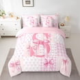 thumbnail image 2 of Castle Fairy Bowknot Personalized Initial S Twin Bedding Sets,Pink Bedding Comforter Set, 2 of 8
