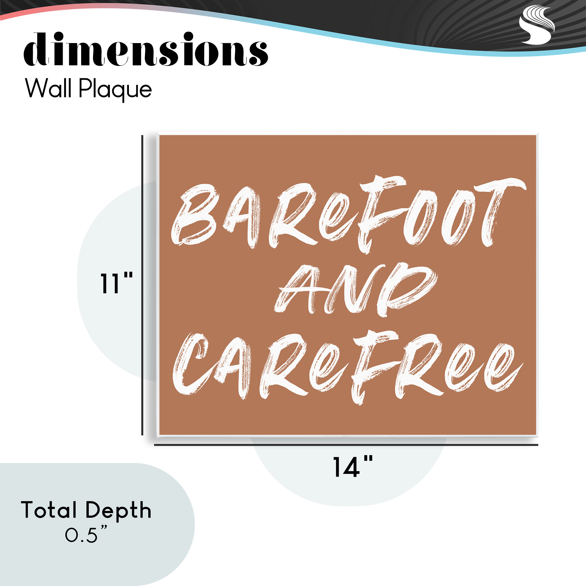 Barefoot & Carefree Brown Wall Plaque Art, design by Lettered and Lined