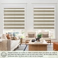 thumbnail image 5 of MiLin Cordless Blackout Zebra Blinds, Light Control Shading Privacy Dual Layer Roller Window Shades and Blinds, Day and Night Blinds Fast Delivery Custom (Blackout Khaki, 58" W X 48" H), 5 of 6