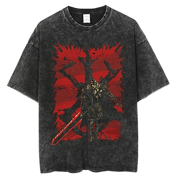 Berserk Men's Cotton Summer T-Shirts Vintage Tee Loose Fit Short Sleeve Casual Tshirts for Men Women S