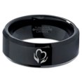 thumbnail image 2 of Tungsten Flower Lotus Heart in Hands Band Ring 8mm Men Women Comfort Fit Black Beveled Edge Polished, 2 of 4