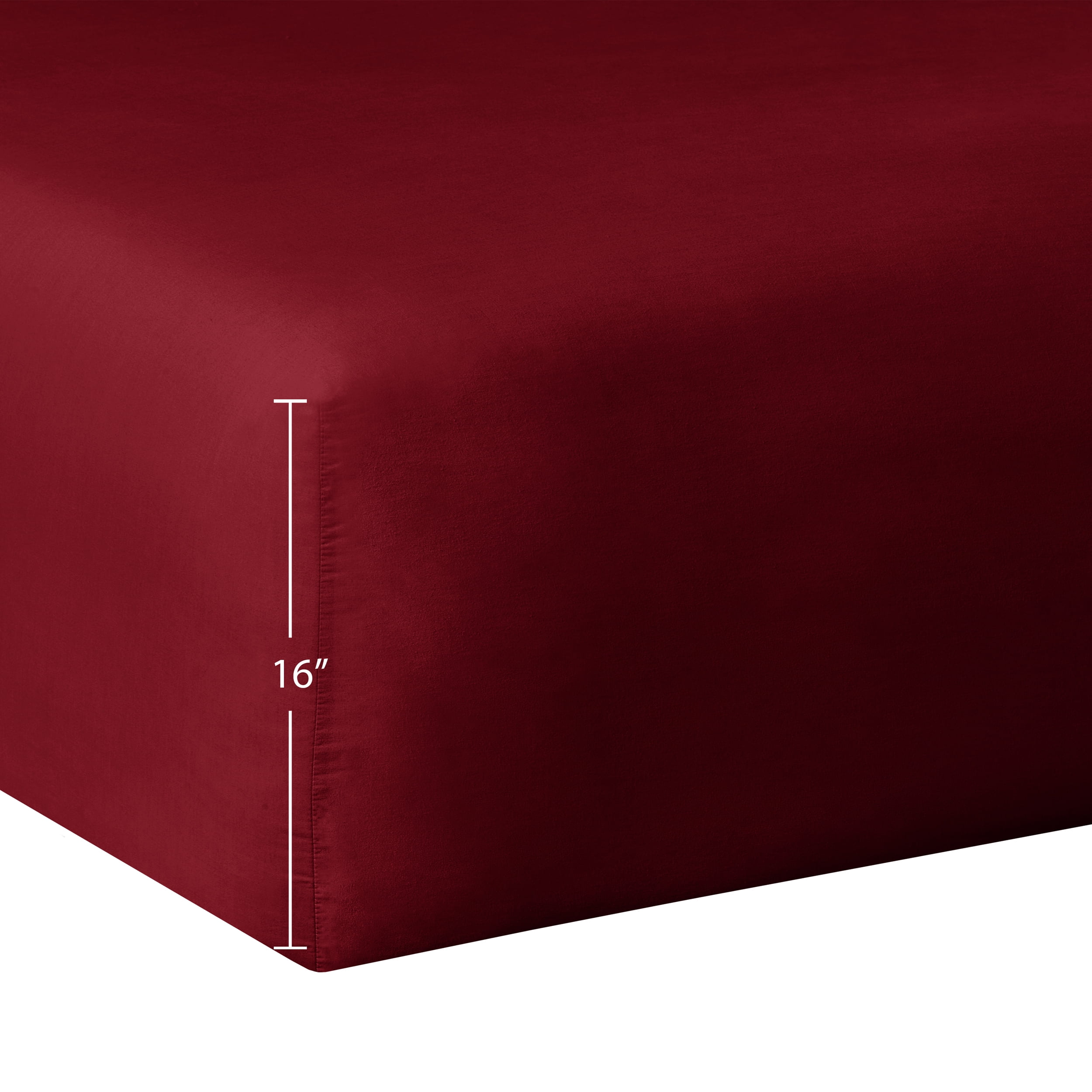 Mainstays 4-Piece 300 Thread Count Solid Luscious-Merlot CVC Cotton Blend Bed Sheet Set, Queen