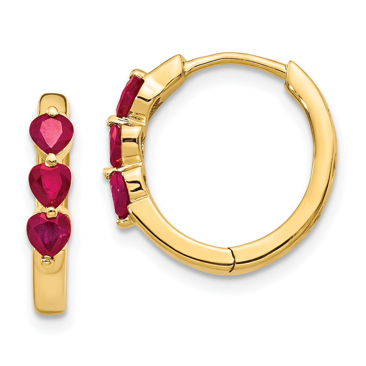 Saris and Things - 14K Yellow Gold with Created Ruby Polished Hoop