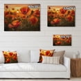 thumbnail image 4 of Designart "Red Poppies landscape With Sunset I" Floral Print on Natural Pine Wood, 4 of 5