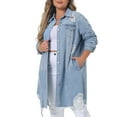 thumbnail image 4 of Agnes Orinda Jean Jacket for Women Plus Size Distressed Long Sleeve Oversized Denim Trucker Jackets Coat 3X Light Blue, 4 of 6