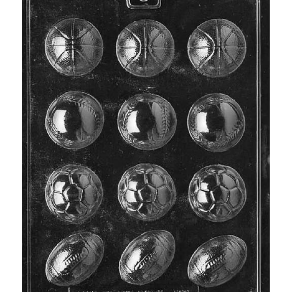 Grandmama's Goodies S088 Ball Assortment Baseball Soccerball Football Baseball Chocolate Candy Soap Mold with Exclusive Molding Instructions
