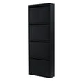thumbnail image 3 of Flip Drawer Shoe Cabinet, Storage Organizer, Freestanding Shoe Rack, Wall Mounted No-Assembly (Black, 4 Drawer), 3 of 7