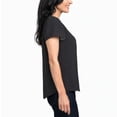 thumbnail image 2 of Hilary Radley Women's Dot Print V-neck Flare Short Sleeves Relaxed Fit Top Blouse-Black / S, 2 of 4