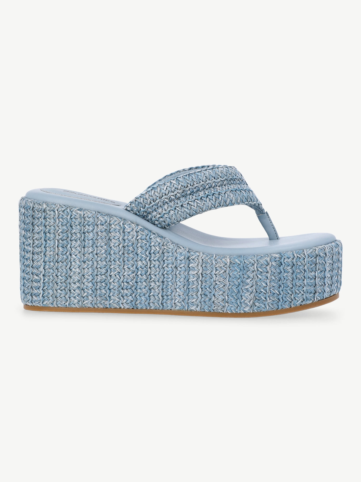 No Boundaries Raffia Platform Thong Sandals, Women's