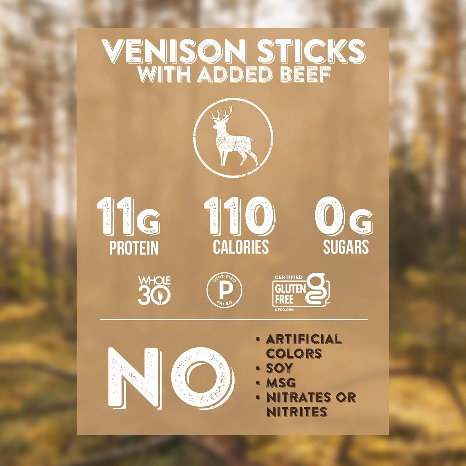 Nick’s Sticks Grass-Fed Venison Snack Sticks, Gluten Free, Keto Certified, Paleo and Whole30 Approved, No MSG, High Protein Low Carb, 12 Twin Packs (1.7 oz each)