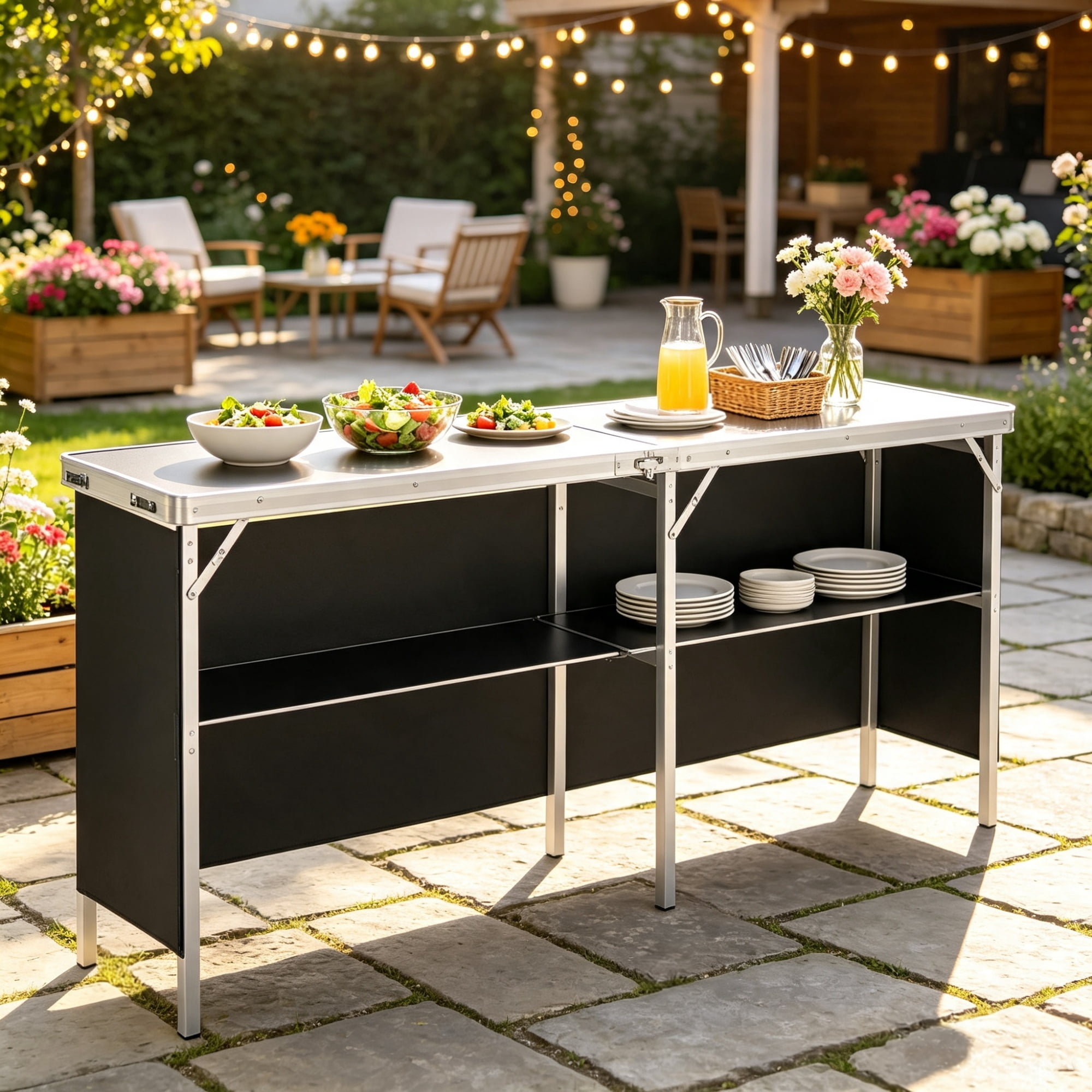 Extra Long Folding Portable Bar Table, Tradeshow Podium Table with Carrying Case, for Party Picnic & Exhibition, 77.95" x 15.16" x 34.65"