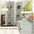 thumbnail image 6 of Homiyad 4 Panel 67" Tall Wood Privacy Screen Room Divider with 3 Shelves and Folding Storage for Bedroom, Distressed White, 6 of 8