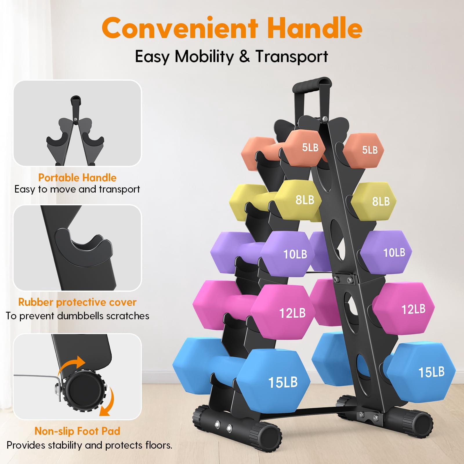 5 Tier | 3-tier Dumbbell Rack Stand Only  A-frame Design Weight With Handle Weights Metal Strength Dumbbells Storage For Home Gym Space Saver (dumbells Not Included)