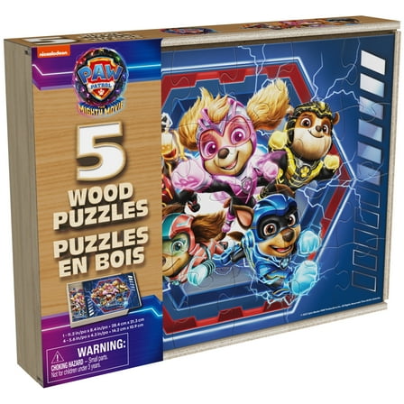 PAW Patrol: The Mighty Movie, 5 Wood Puzzles 24pc 8pc for Ages 4 