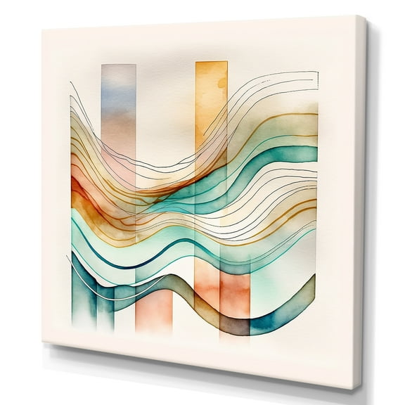 Designart Multi-Color Abstract Waves I Canvas Wall Art
