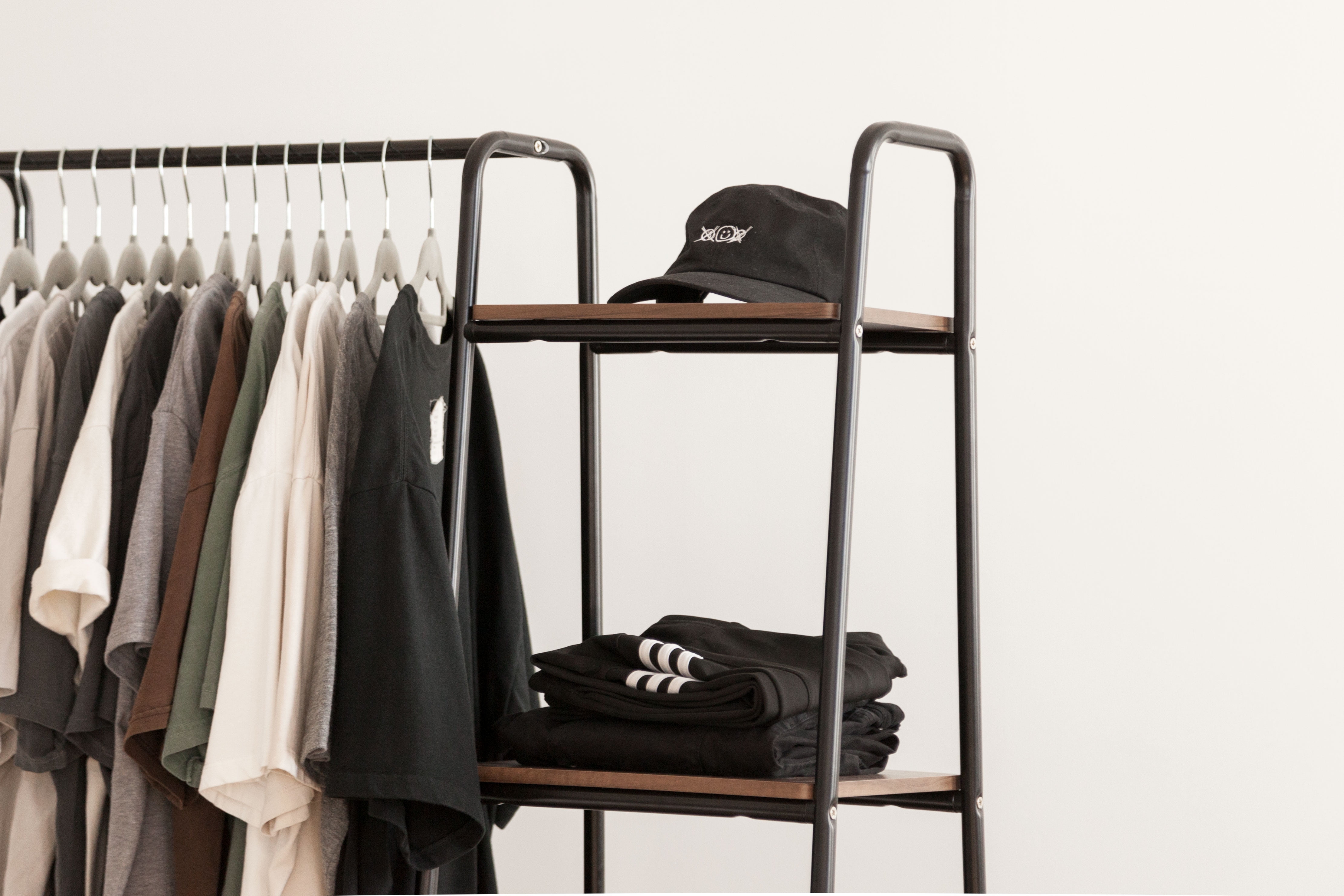 URTR Black Clothing Garment Rack with Shelves, Metal Cloth Hanger