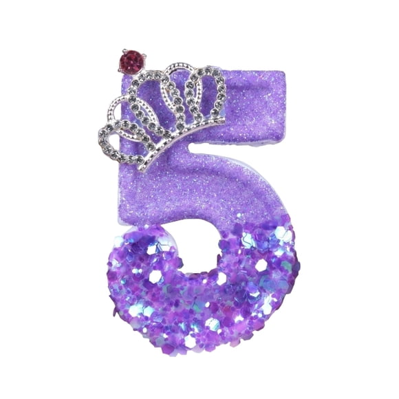 Rhinestone Crown Number Candle, Birthday Candle Crown Candles Cake Candle,Purple Birthday Cake Topper Cupcake Decorations Party Decor for Anniversary Celebrations Supplies Favors, Crown C Number 5