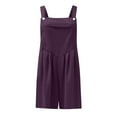 thumbnail image 4 of TAGOLD Womens Summer Jumpsuit,Fashion Women Casual Sold Color Shoulder Button Suspender Jumpsuits Wide Pocket Leg Pant Wine 10, 4 of 4
