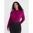 thumbnail image 2 of Scenario Women's Shirred Mock Neck Top with Long Sleeves, Sizes XS-XXXL, 2 of 6