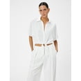 thumbnail image 3 of Regular Fit Short Sleeve Buttoned Tie Front Crop Shirt, 3 of 6
