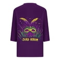 thumbnail image 5 of Dovford Mardi Gras Shirts for Women Bling Glitter Carnival Outfits V Neck Tunic 3/4 Sleeve Tops Mask Print Tees Parade Tshirt, 5 of 5
