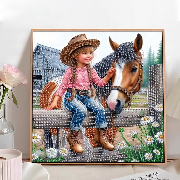 5D DIY Diamond Painting Kit Farm Horse Special Diamond Shapes Handmade Artwork Suitable for Beginners and Adults For Home Wall Decor and Holiday Gifts