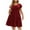 Wine(NEW), variant on Patlollav Womens Large Round Neck Doll Solid Color Fold Wooden Ear Double Pocket Dress