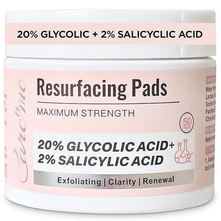 Glycolic Acid & Salicylic Acid Exfoliating Facial Pads – Resurfacing Wipes for Smooth, Clear, Radiant Skin (50 Count) -Free Shipping