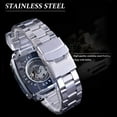 thumbnail image 7 of Mens Automatic Analog Oblong Date Silver Stainless Steel Wrist Watch Business Luminous Watch, 7 of 7