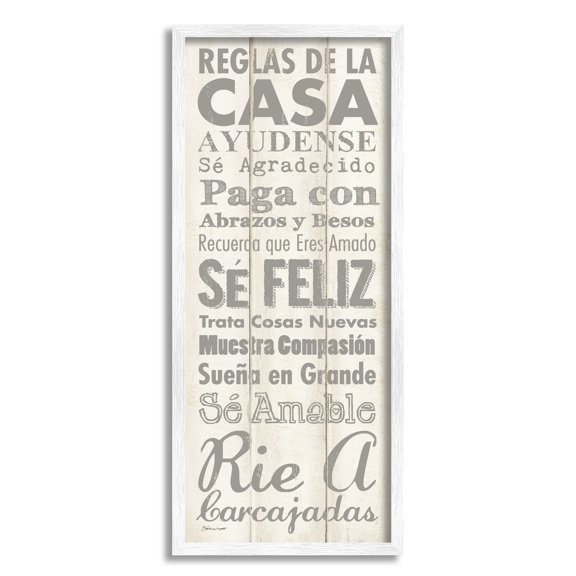 Stupell Industries Reglas De La Casa Regulaciones Frase Motivacional, 10 x 24, Design by Stephanie Workman Marrott