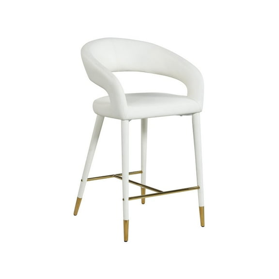 Meridian Furniture Destiny Off White Cream Vegan Leather Stool