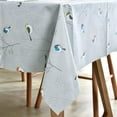 thumbnail image 2 of Vinyl Oilcloth Tablecloth Rectangular Spillproof Waterproof Wipeable PVC Plastic Large Tablecloths for Card Table Tablecloth - Bird Silver Gray 54 x 72 Inch, 2 of 6