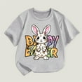 thumbnail image 4 of Child Girls Tshirt Spring Summer Casual Short Sleeved T Shirt Easter Cartoon Bunny Letter Printed Round Neck Comfortable Children's Wear Soft Comfortable Tshirts Top Likable Wear, 4 of 4