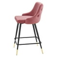thumbnail image 3 of Counter Stool Chair, Set of 2, Velvet, Pink, Modern Contemporary Urban Design, Bar Pub Cafe Bistro Hotel Restaurant Hospitality, 3 of 8