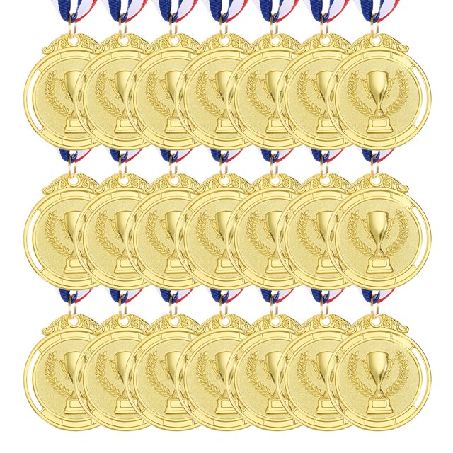Uxcell Award Metals, Winner Medals Prize with Neck Ribbons Red White Blue Gold