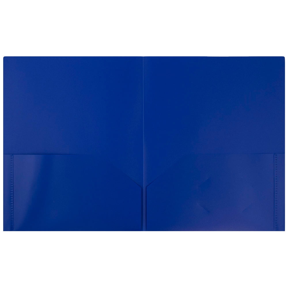 JAM Paper Medium Weight Plastic Folder, Blue, Two Pocket, 6/Pack