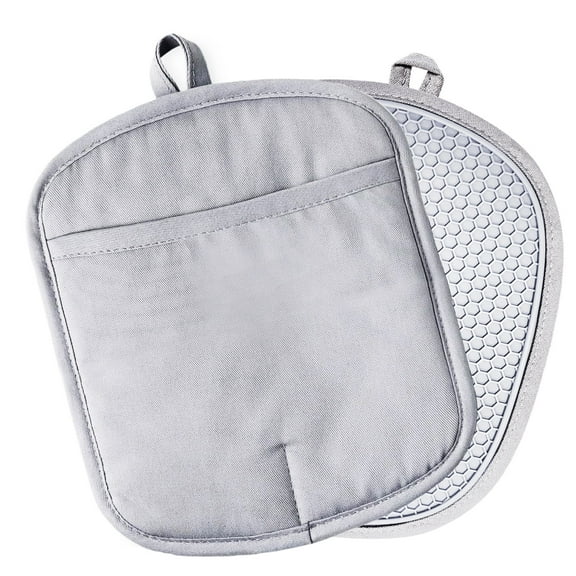 Silicone Pot Holders,2pcs Hot Pads for Kitchen,Heat Resistant Oven Hot Pads with Pockets Non Slip Grip Large Potholders for Kitchen Baking Cooking | Quilted Liner | 9.8 x 7.6 Inches
