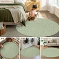thumbnail image 6 of Sage Green 5ft Round Rug, Farmhouse Burlap Solid Green Color Modern Linen Texture Non-Skid Rubber Backing Large Area Rugs - Living Room Bedroom Home Office, Indoor Floor Mat Carpets Washable Rug, 6 of 9