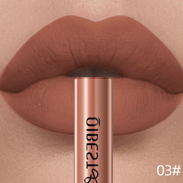 Lápiz labial líquido resistente al agua mate brillo de labios desnudo pigmento rojo oscuro brillo de labios de terciopelo púrpura de larga duración para mujeres maquillaje esmalte de labios