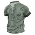 thumbnail image 2 of 2026 Pirate Shirt for Men Short Sleeve Distressed Summer V Neck Tees Retro Style Medieval Lace Up Henley Shirt Army Green 5XL, 2 of 5
