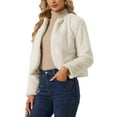 thumbnail image 4 of INSPIRE CHIC Winter Bolero for Women's Open Front Faux Fur Bolero Shrug XS Beige, 4 of 6